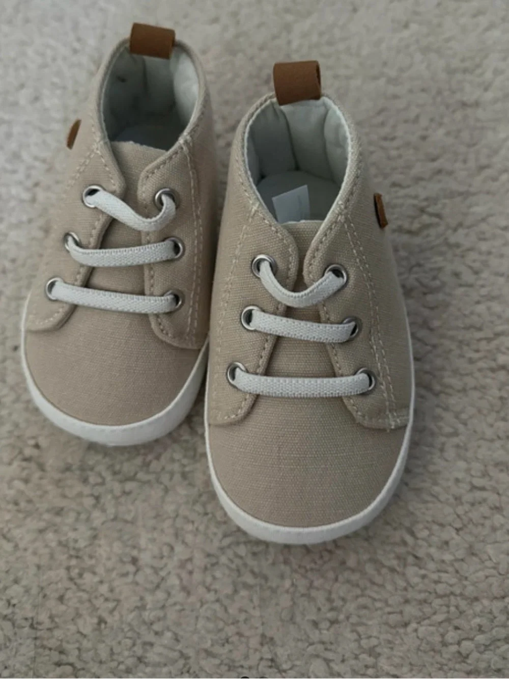 Carter's Neutral Beige Canvas Baby Sneakers